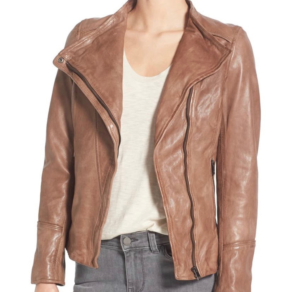 NWOT Lamarque Tina Asymmetrical Leather Jacket
